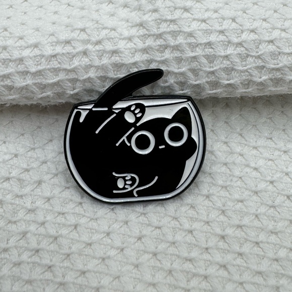 3/$15 Cat Bowl Enamel Pin Brooch - Picture 5 of 5